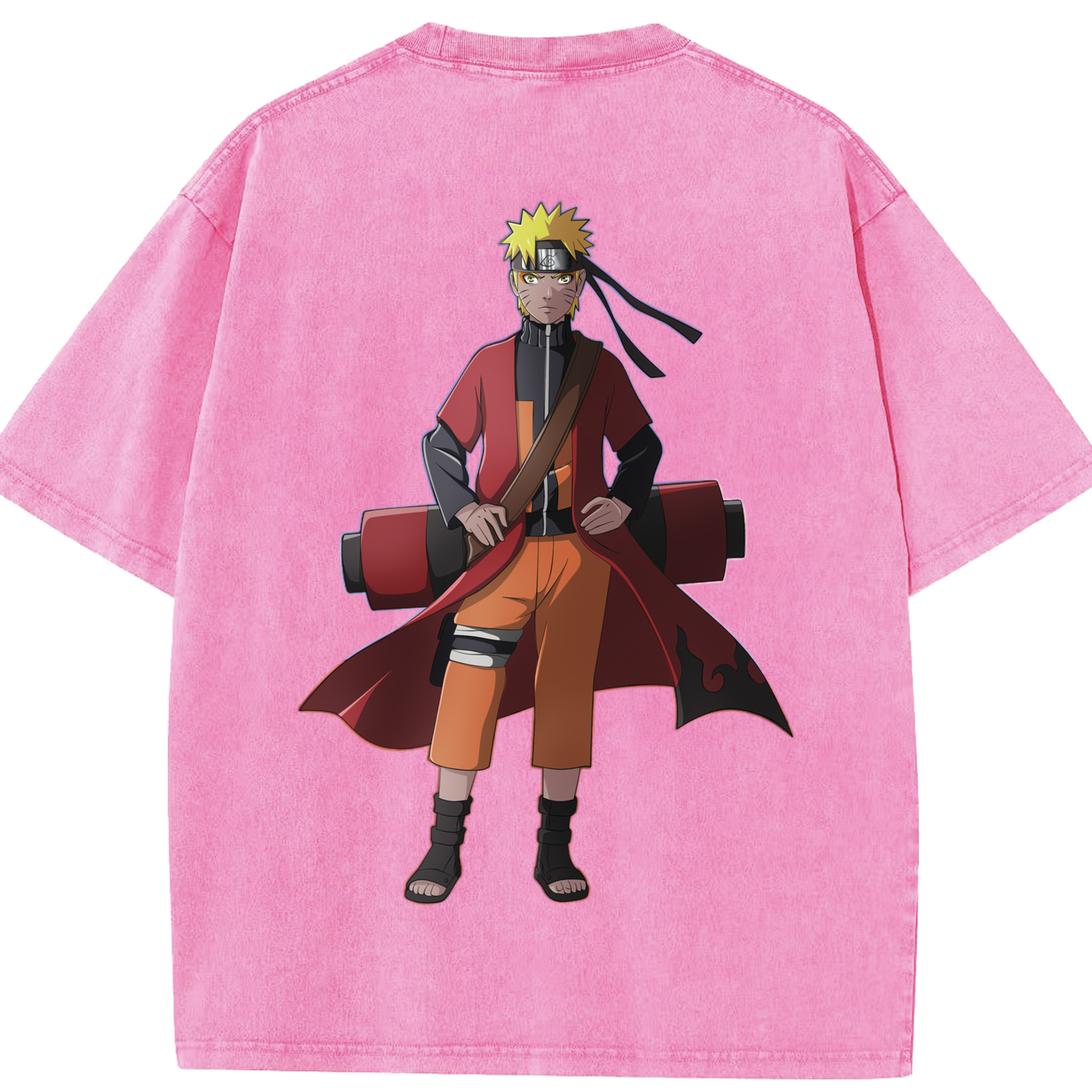 （画像用） NARUTO -ナルト- うずまき ナルト Uzumaki Naruto 綿100% ヴィンテージ風 半袖Tシャツ（背面プリント）